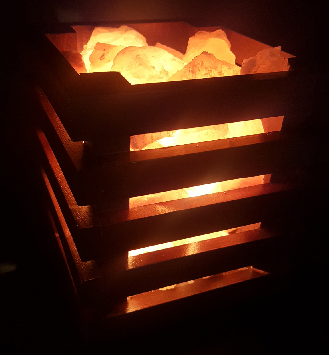 NEW Rosewood Cage Lamp with 3-4kg Himalayan Salt Chunks - Cube
